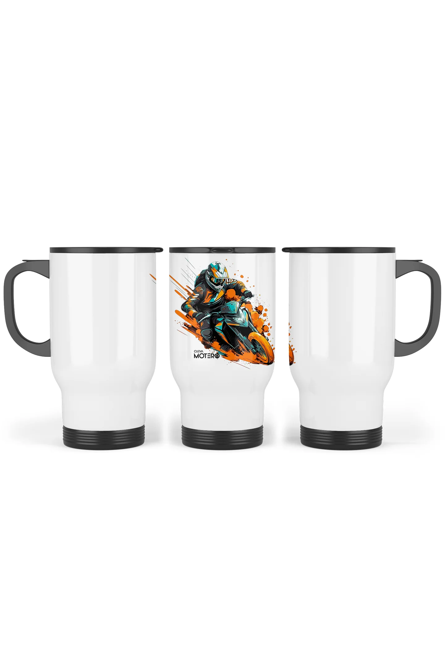 1 Termo acero con asa de plástico negro, capacidad de 16 oz Diseño 13
